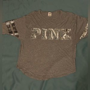 Silver sequence PINK brand shirt.